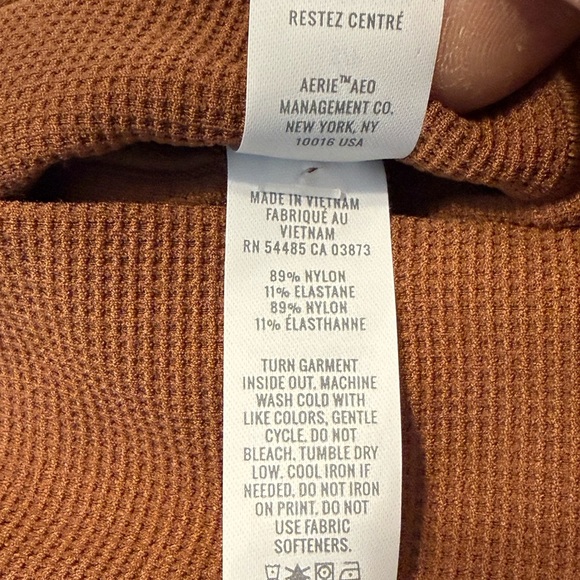 Aerie Offline Real Me 7/8 Waffle Knit High Waisted Crossover Leggings NWT S Rust - Picture 10 of 12